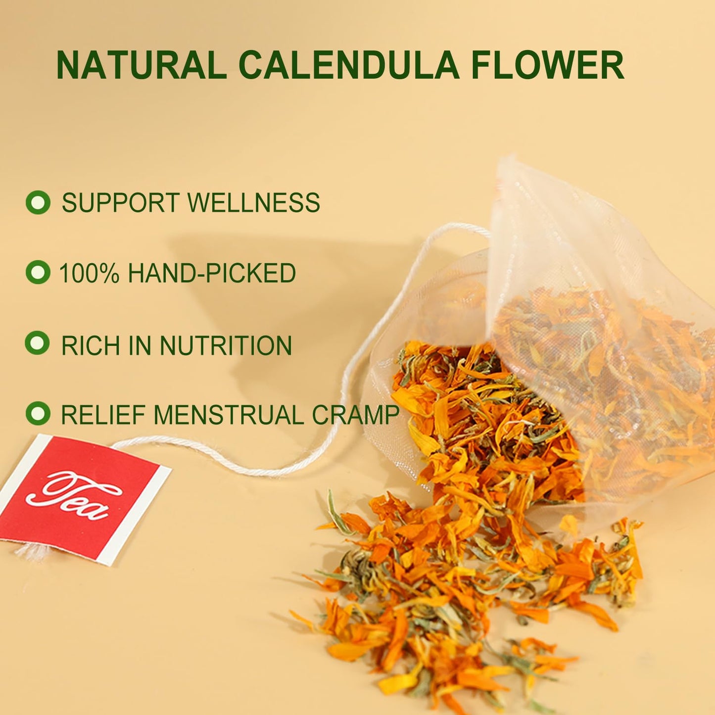 Jarteela Calendula Tea Bags - Natural, Non-GMO, Caffeine-free, 36 Count (Pack of 1)