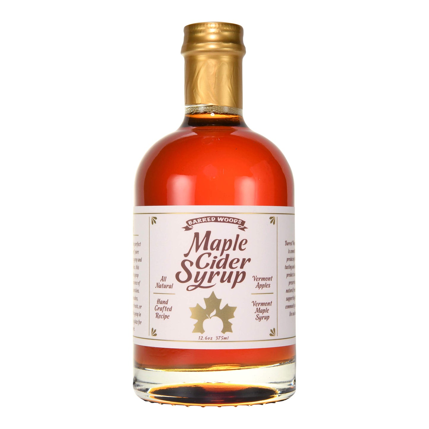 BARRED WOODS Vermont Maple Cider Syrup - Pure Maple Syrup Blended with Apple Cider - 22.3 cm