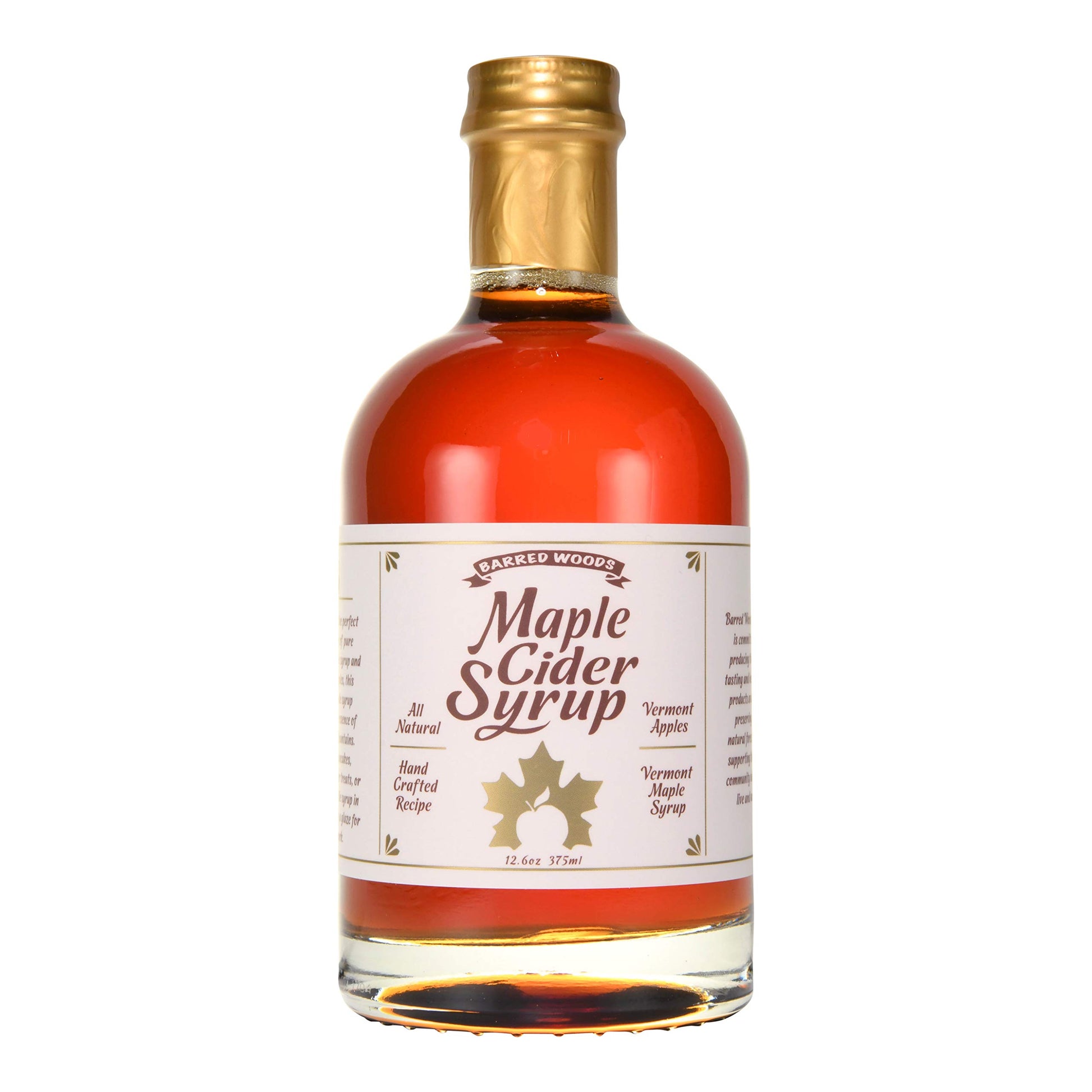 BARRED WOODS Vermont Maple Cider Syrup - Pure Maple Syrup Blended with Apple Cider - 22.3 cm