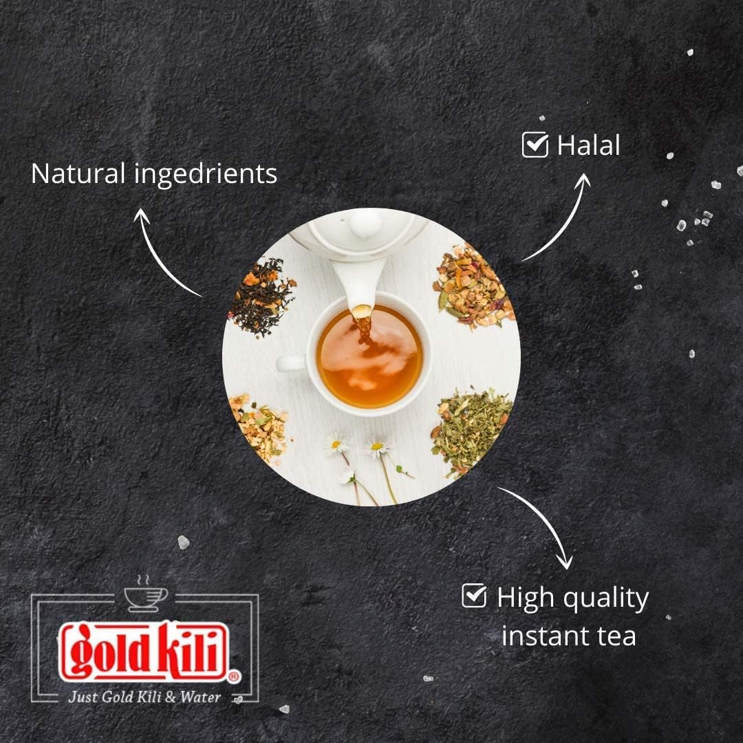 Gold Kili Ginger Drink - 120 Sachets (0.63 Ounce Each) - Herbal Tea, Natural Energy Boost - Convenient 6 Bags Pack