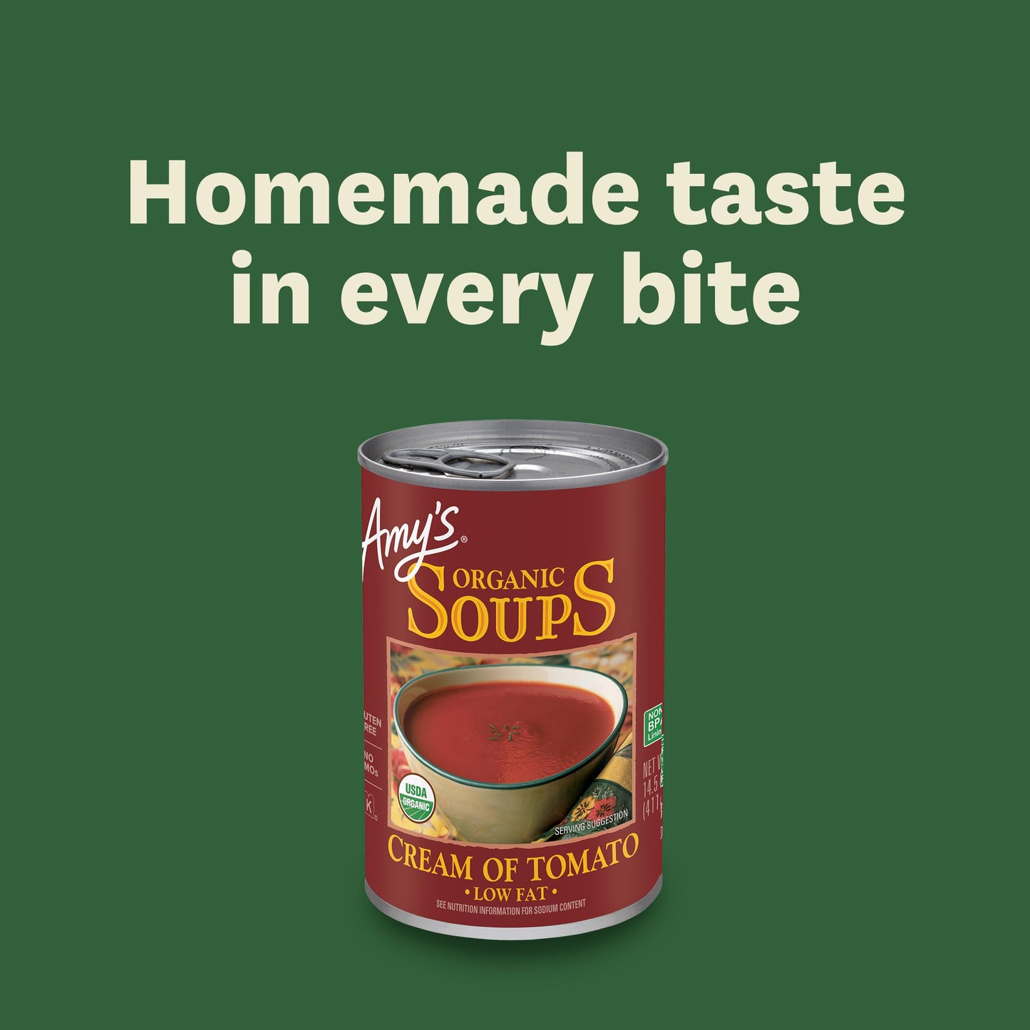 Amys Soup Cream of Tomato, Gluten Free, Low Fat, 14.5 Oz (Pack of 12), Natural