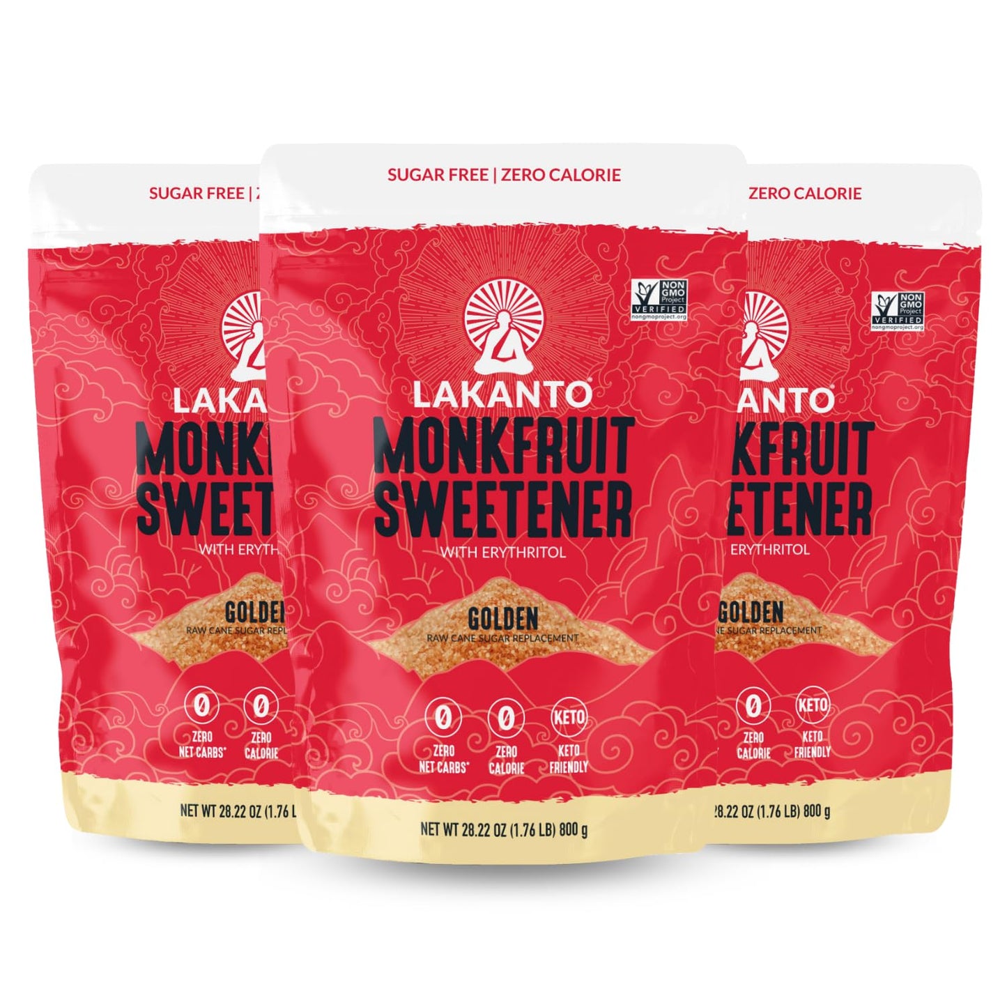 Lakanto Golden Monk Fruit Sweetener With Erythritol, Raw Cane Sugar Substitute, Monk Fruit Extract, Brown Sugar Replacement For 