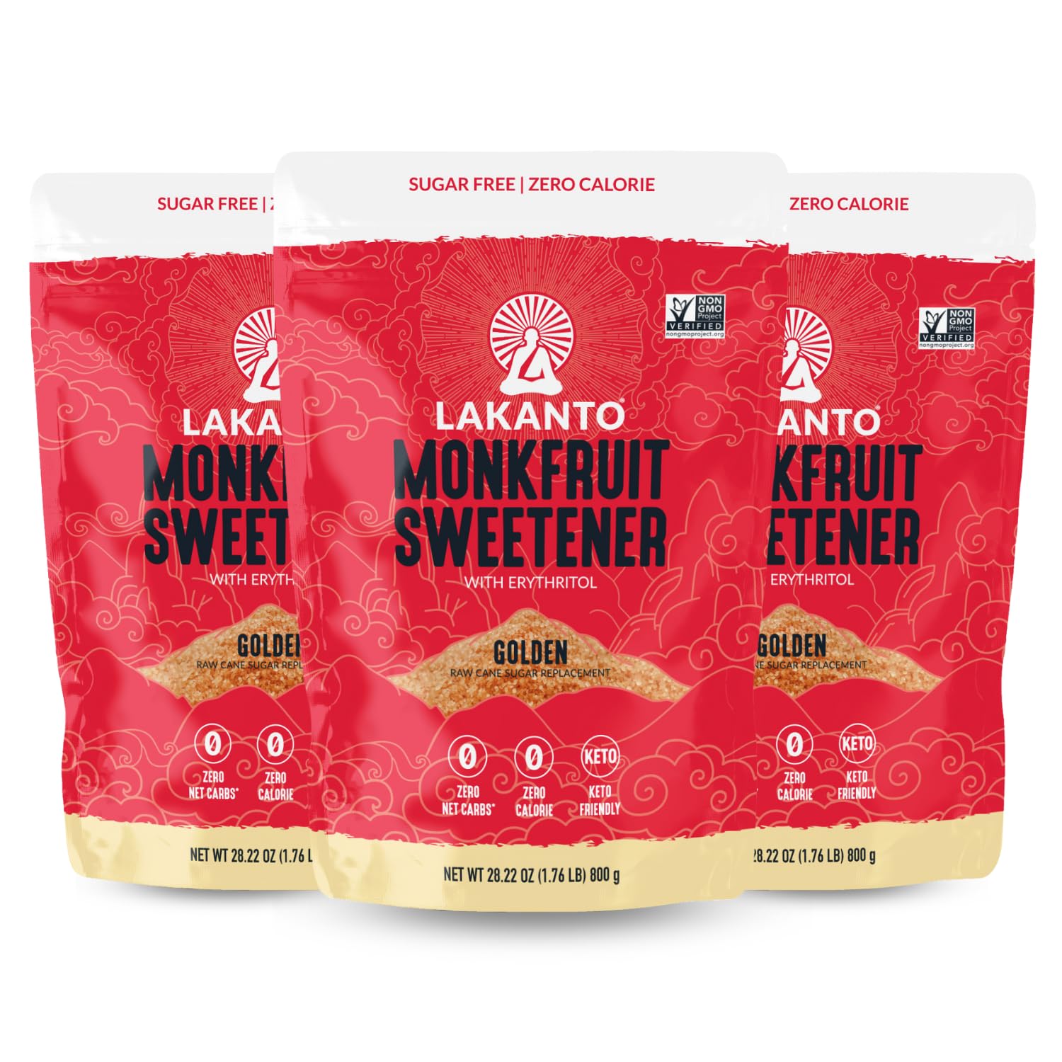 Lakanto Golden Monk Fruit Sweetener With Erythritol, Raw Cane Sugar Substitute, Monk Fruit Extract, Brown Sugar Replacement For 
