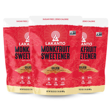 Lakanto Golden Monk Fruit Sweetener With Erythritol, Raw Cane Sugar Substitute, Monk Fruit Extract, Brown Sugar Replacement For 