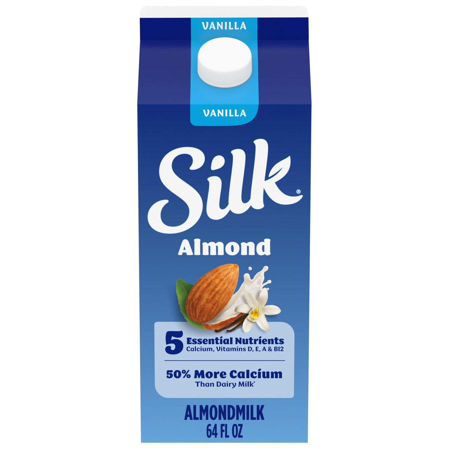 Silk Almond Milk, Vanilla, Dairy Free, Gluten Free, Seriously Creamy Vegan Milk with 50% More Calcium than Dairy Milk, 64 FL OZ 