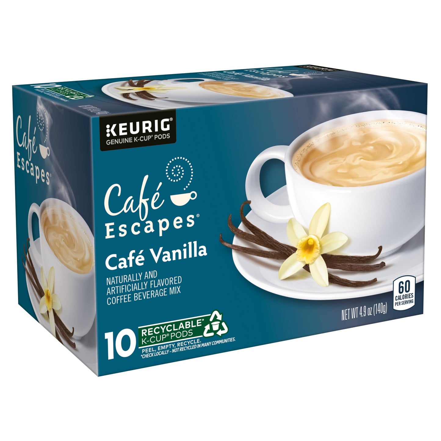 Caf   Escapes Caf   Vanilla Coffee Beverage, Single-Serve K-Cup Pods, 60 Count