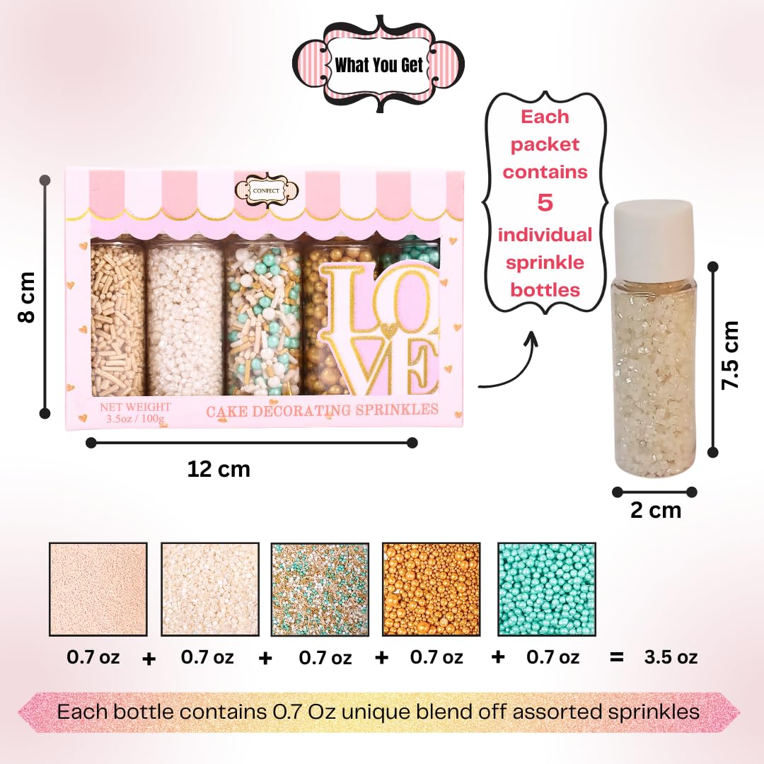 Confect Fairytale Frozen Cake Decorating Sprinkles, Multicolor Edible Mix, Vegan & Gluten-Free, 5 Oz