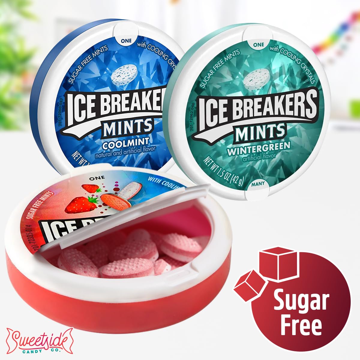SWEETSIDE CANDY CO. Ice Breakers Hard Candy Variety Pack, Sugar Free Mints, 6 Pack, 13.7 x 9.5 x 18.2 cm