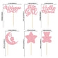 Gyufise 24Pcs Baby Girl Cupcake Toppers With Moon Glitter Star Bear Hello World It'S A Girl Baby Shower Cupcake Picks Gender Rev