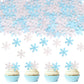 YCTHUNFISH 50 Pack Edible Snowflake Cupcake Toppers, Paper Wafer Decorations for Winter, Baby Shower & Kids Birthday Party, White/Blue