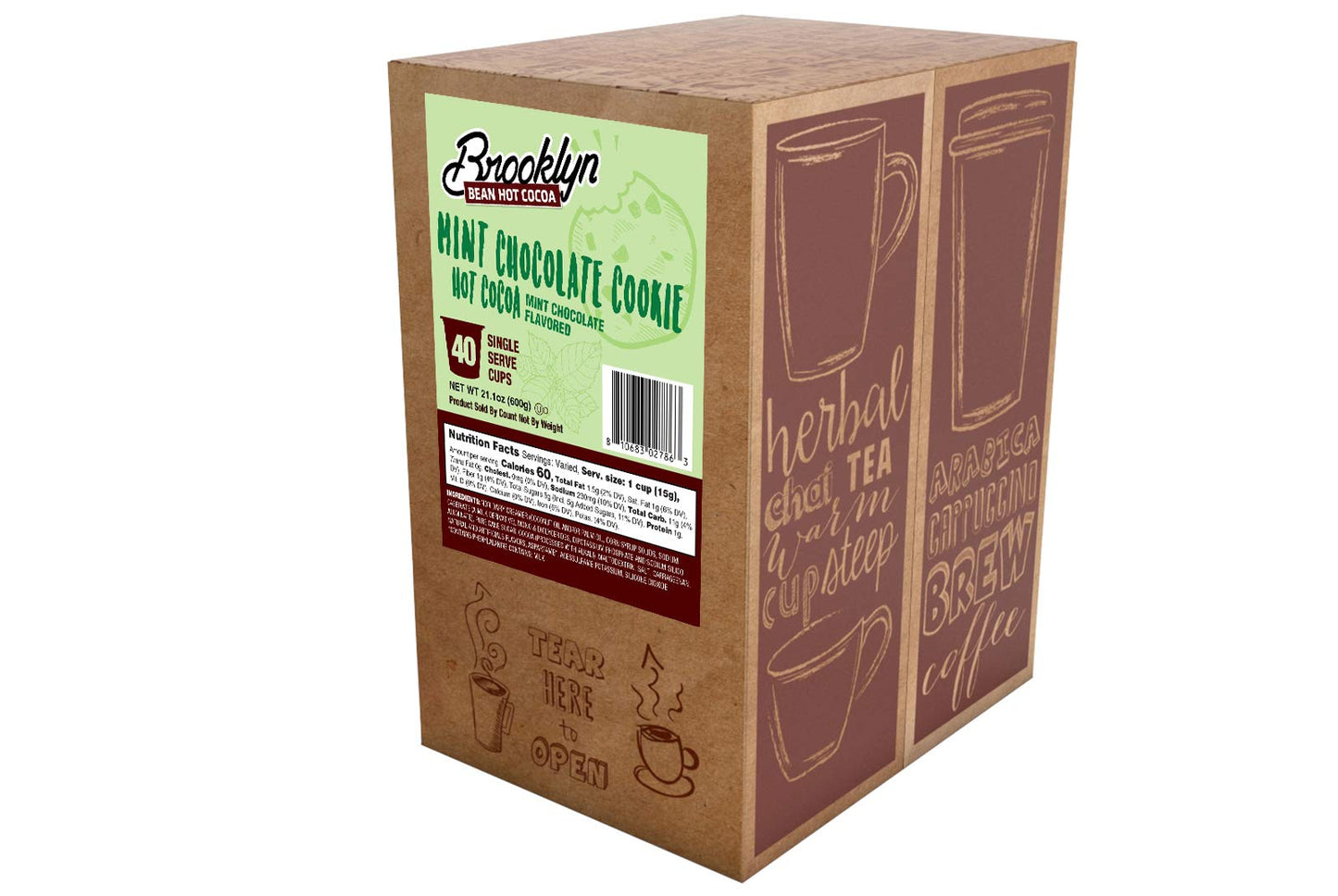 Brooklyn Bean Roastery Mint Chocolate Cookie Hot Cocoa K-Cup, 40 Count, For Keurig malt-inspired