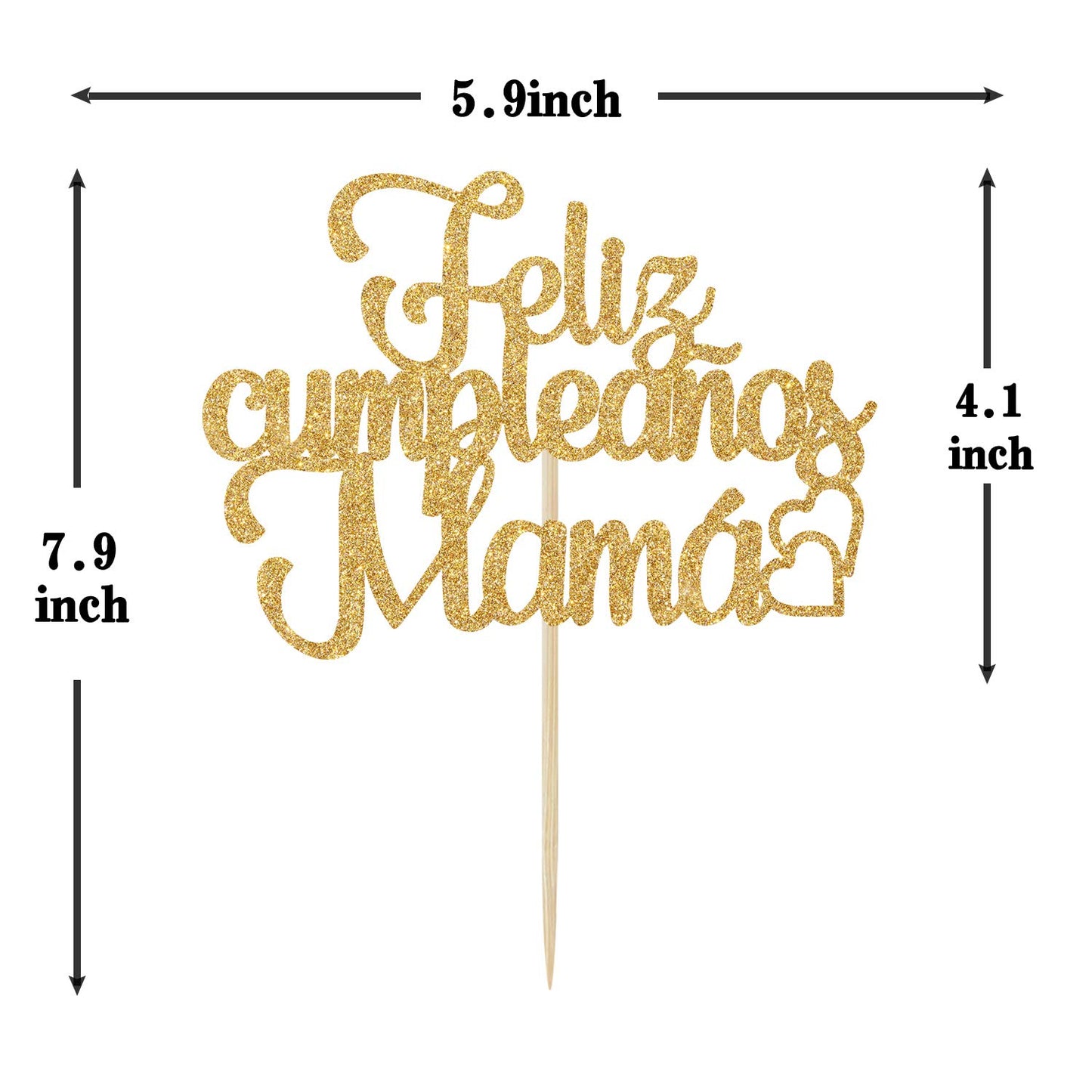 COSIBOA Cake Topper, Gold Glitter, Best Mom Ever, Happy Birthday, FT-0012