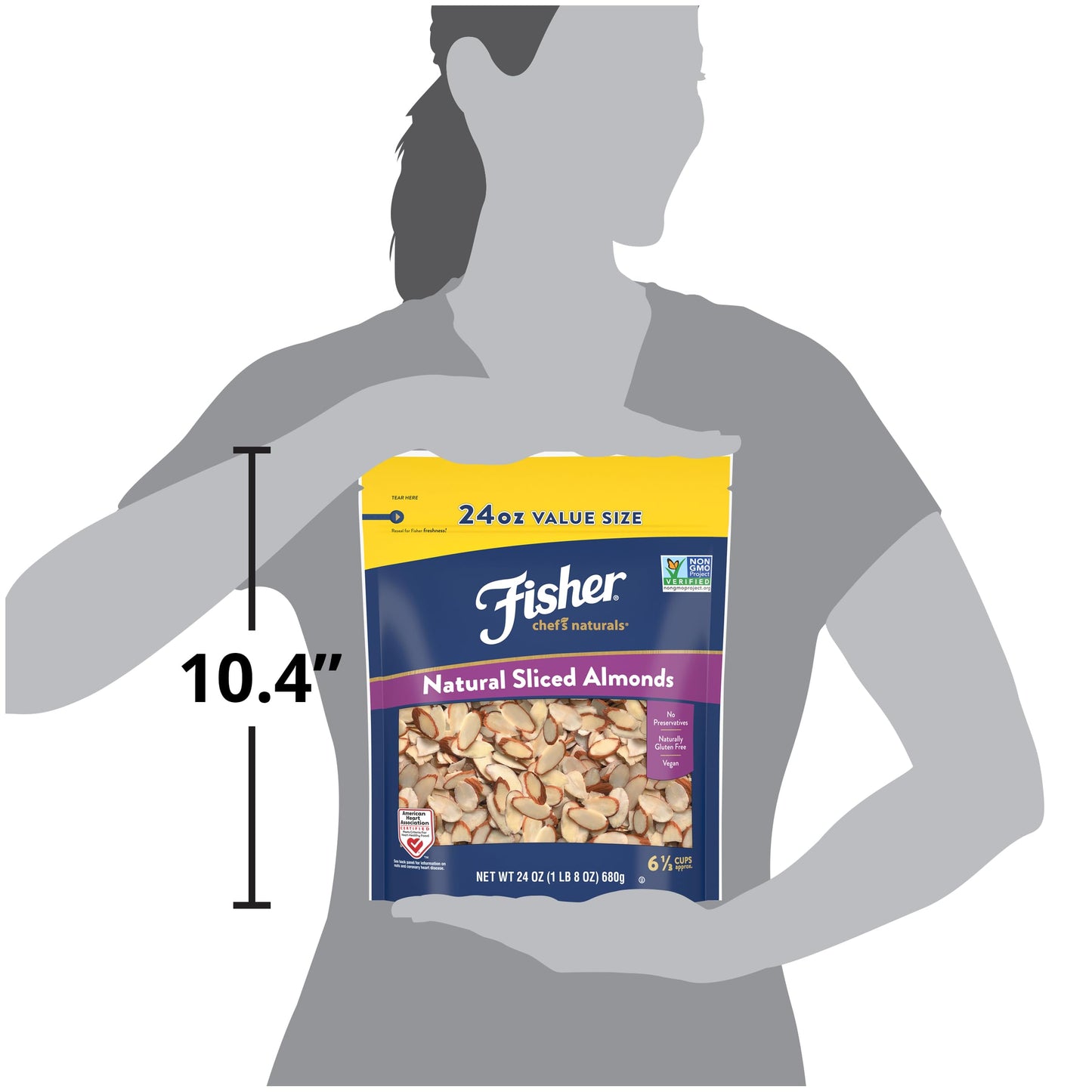 Fisher Chefs Naturals Unsalted Sliced Almonds 24Oz Resealable Bag, Raw Nuts Perfect For Cooking, Baking & Snacking, Healthy Snacks For Mature-Themeds, Vegan Protein, Keto Snack, Gluten Free