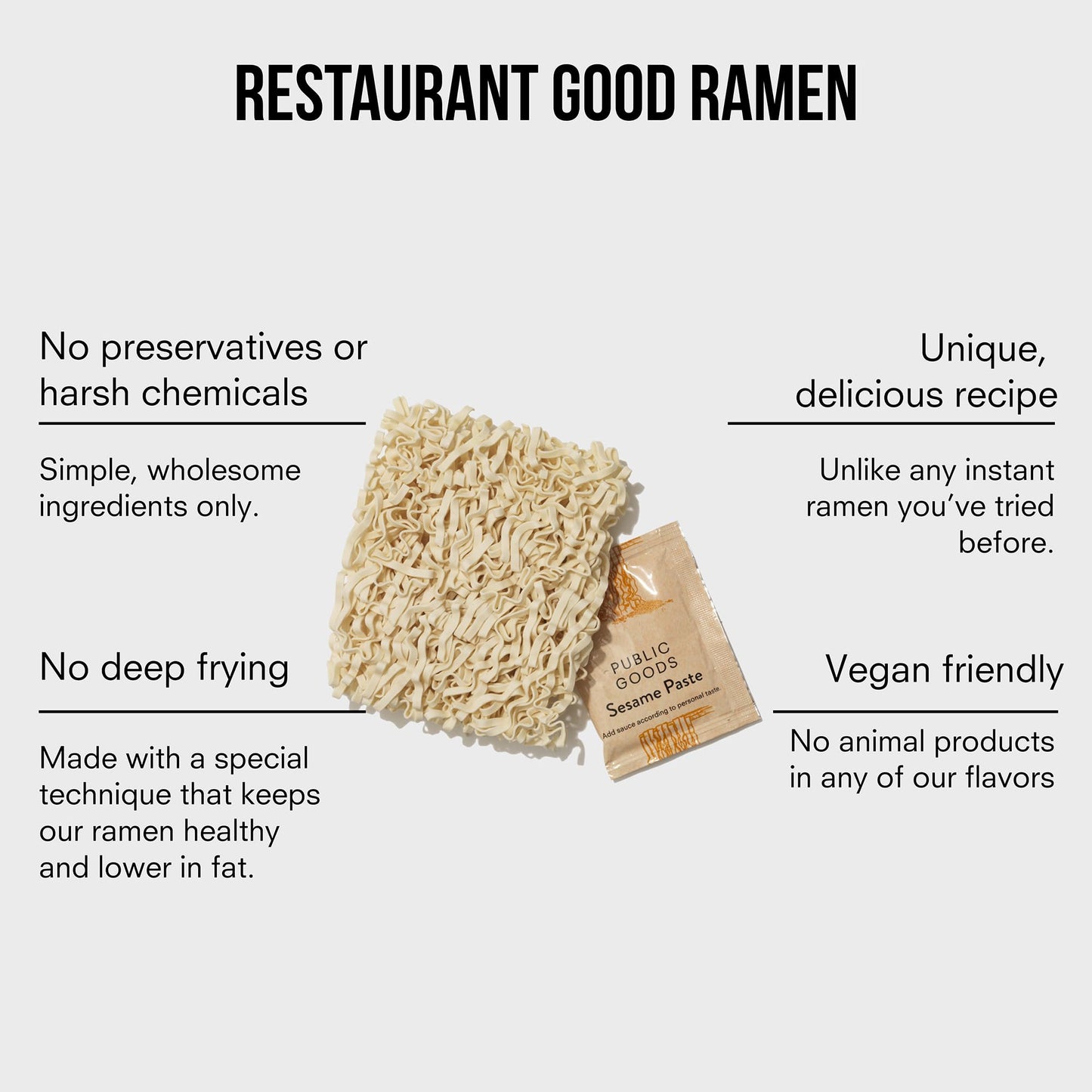Public Goods Ramen Noodles | Brothless Vegan Noodle | All Natural Ingredients | Preservative Free | No Added Msg | Sesame Paste