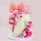 29 Pcs Flower Boho Cake Topper Balls Cake Decorations With Hot Pink And Gold Balls Palm Leaves Artificial Plants For Wedding Bab