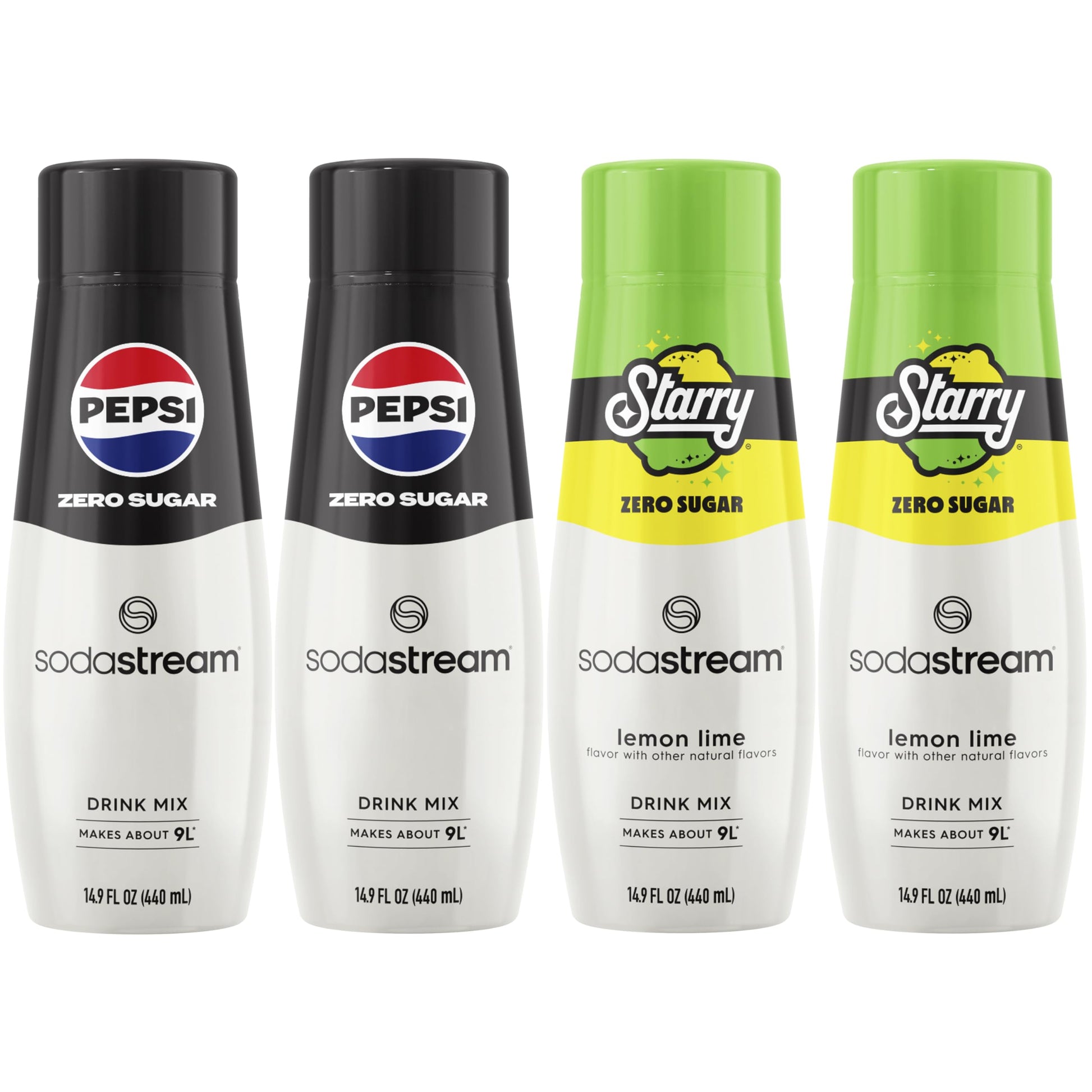 Sodastream® Pepsi® Starry® Zero Sugar Beverage Mix Variety Pack (440Ml, Pack Of 4)