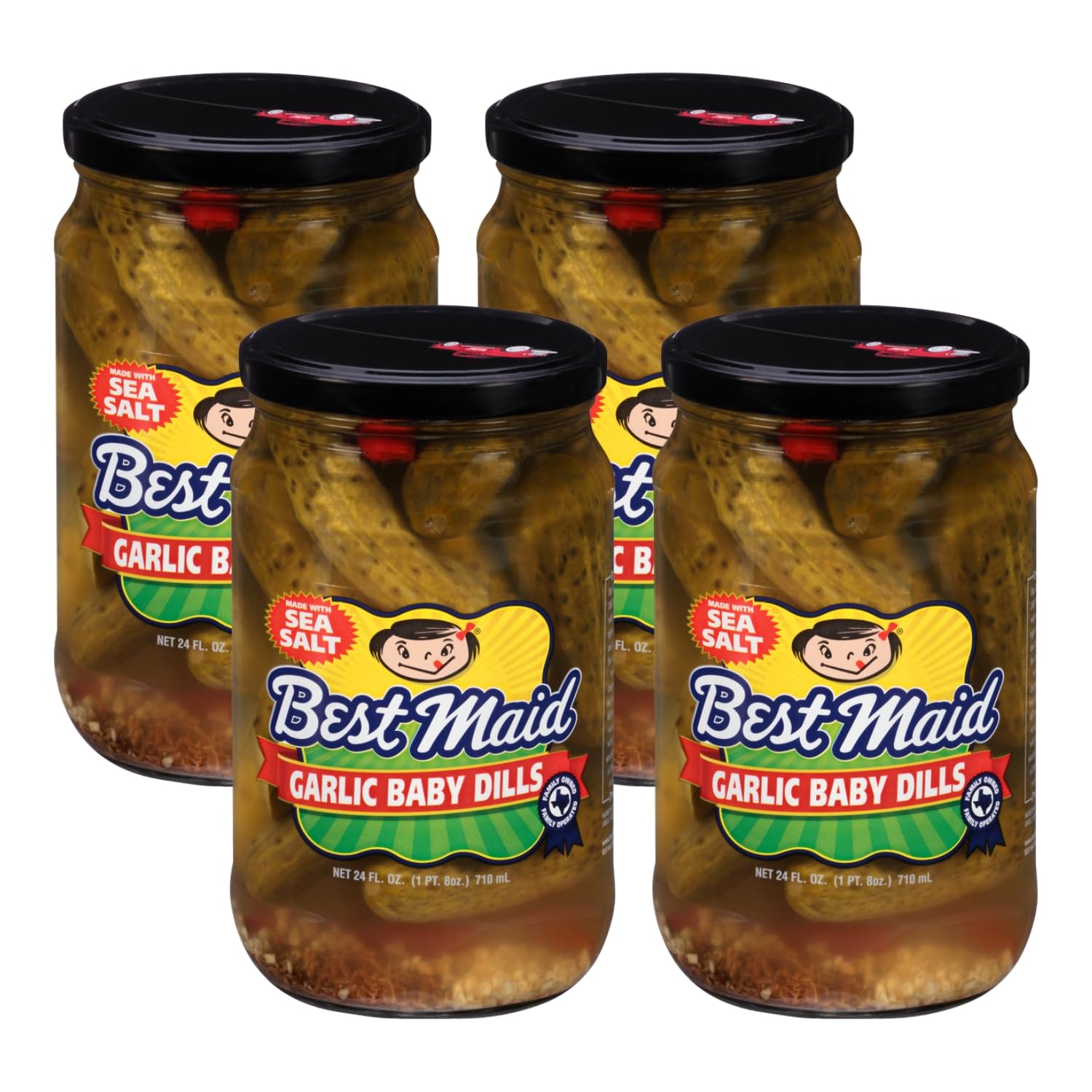 Best Maid Products Glass Jars - Dill & Garlic Baby Pickles, 4 Pack