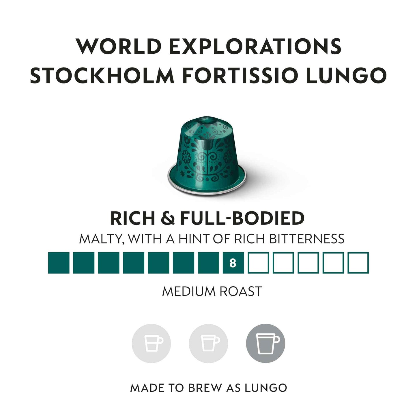 Nespresso Original Line Fortissio Lungo Dark Roast Coffee Pods, 50 Count