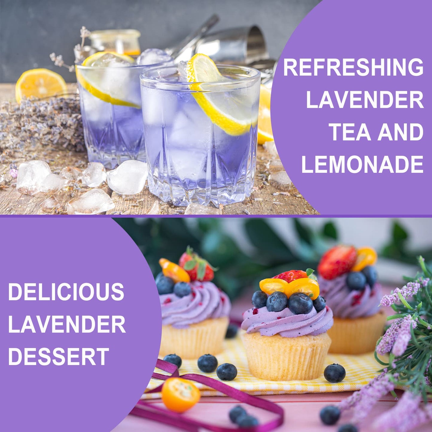 FullChea Natural Dried Lavender Flowers - Premium Food Grade - 4oz/114g - Non-GMO - Caffeine-free - Perfect for Tea and Baking