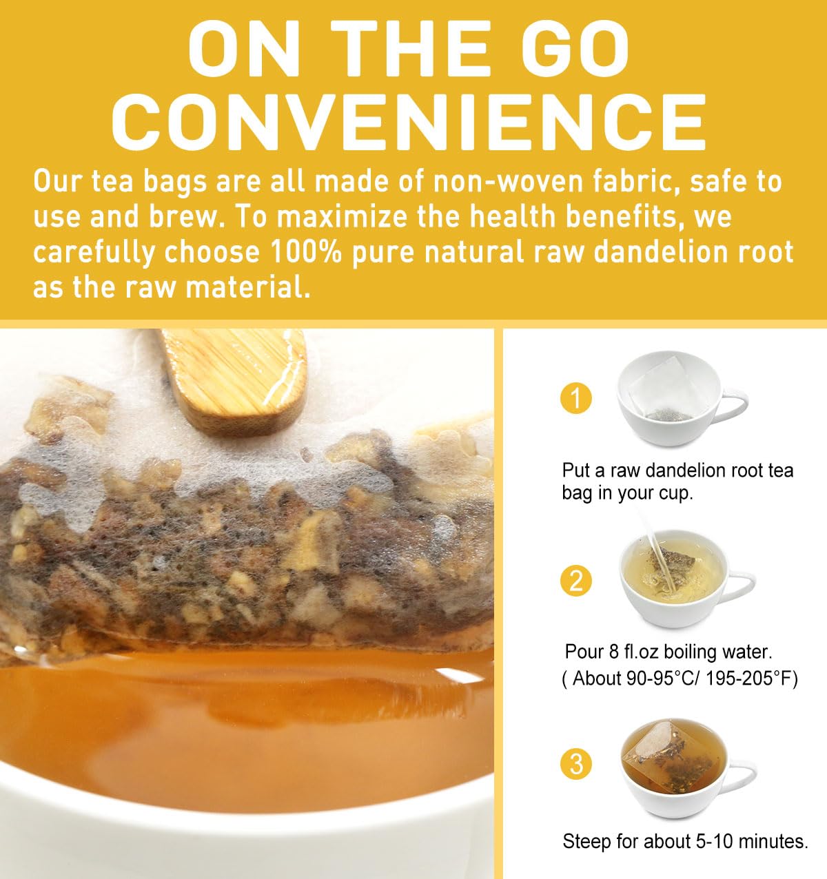 Olvvla Dandelion Root Tea Bags - Caffeine-Free, Non-GMO - 80 Count Pack