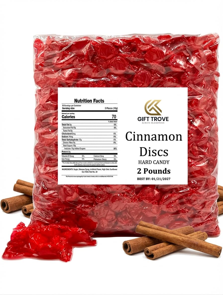 Top-Grade Hard Candy Disc  Individually Wrapped  Holiday Fiery Candy. (2 Pounds  Cinnamon)