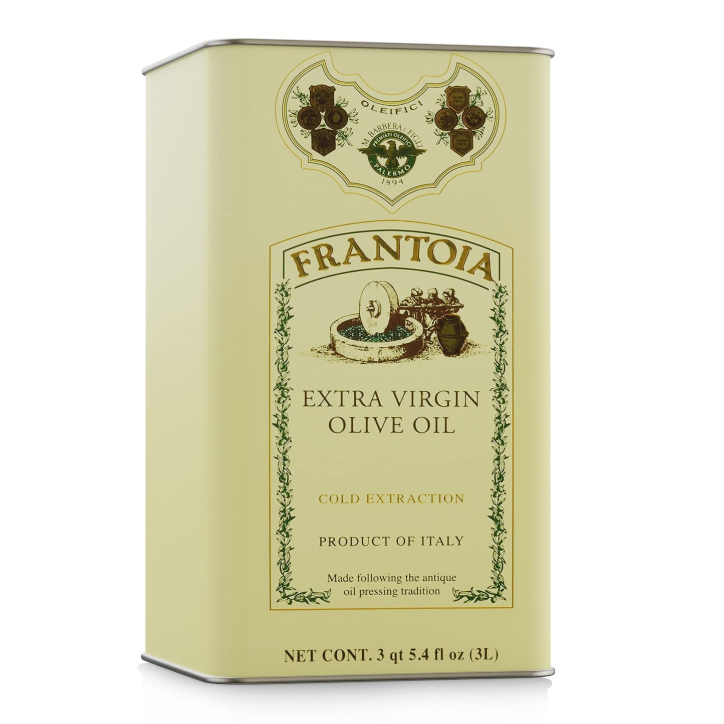 Frantoia Extra Virgin Olive Oil From Italy - Fruity, Unfiltered, Cold Extracted Authentic Sicilian Olive Oil - Fresh Harvest Imported Olive Oil From Italy (101.4 Fl Oz)