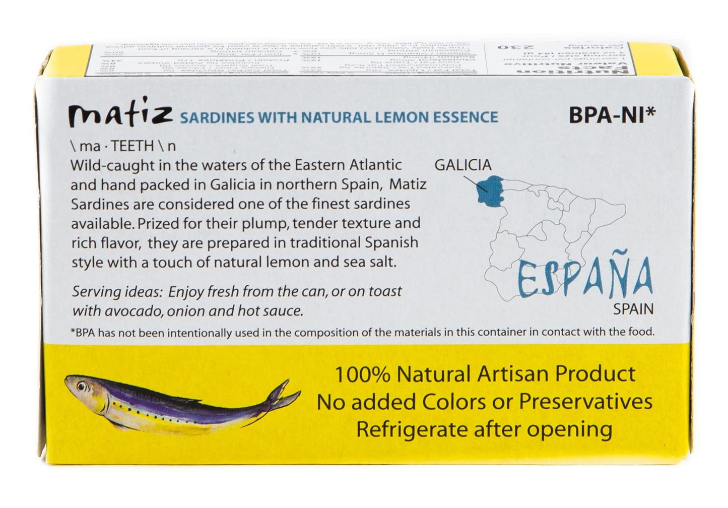 Matiz Espaa Wild Caught Sardines with Natural Lemon Essence (4.2 oz.) Keto and Paleo Friendly (4.2 Ounce (Pack of 12))