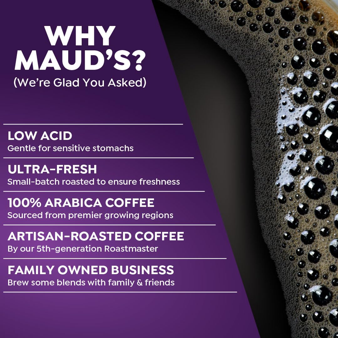 Maud'S Half Caff Medium Roast Ground Coffee, 20 Ounces | World'S Best Half Caff | 100% Arabica Medium Roast Coffee | Solar Energ