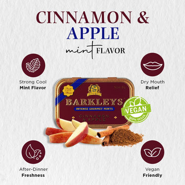 Barkleys Gourmet Cinnamon & Apple Mints Breath Mints - Strong Cinnamon & Apple Flavor For Party, After Dinner, Wedding, Every Da