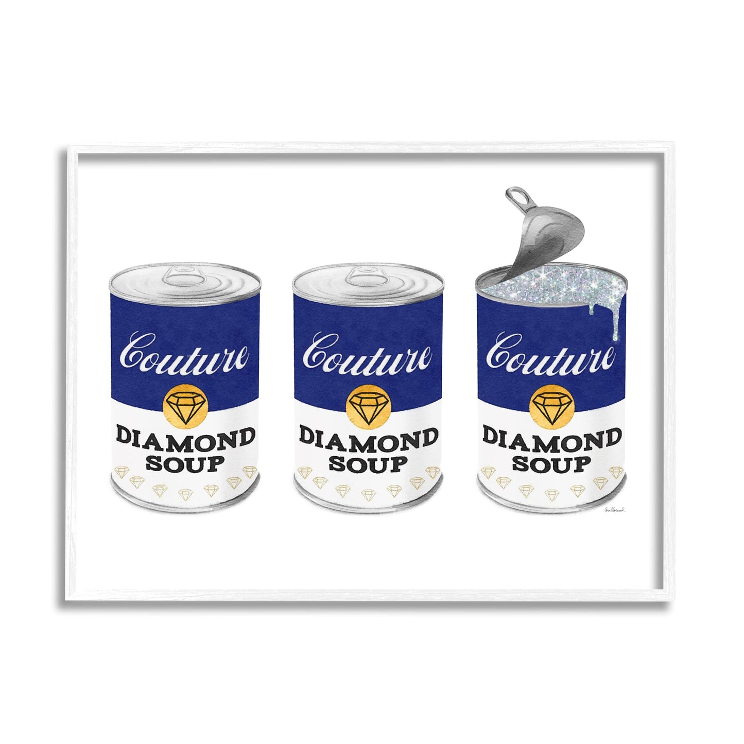 Stupell Industries Vintage Condensed Soup Fashion Cans Bold Blue Couture