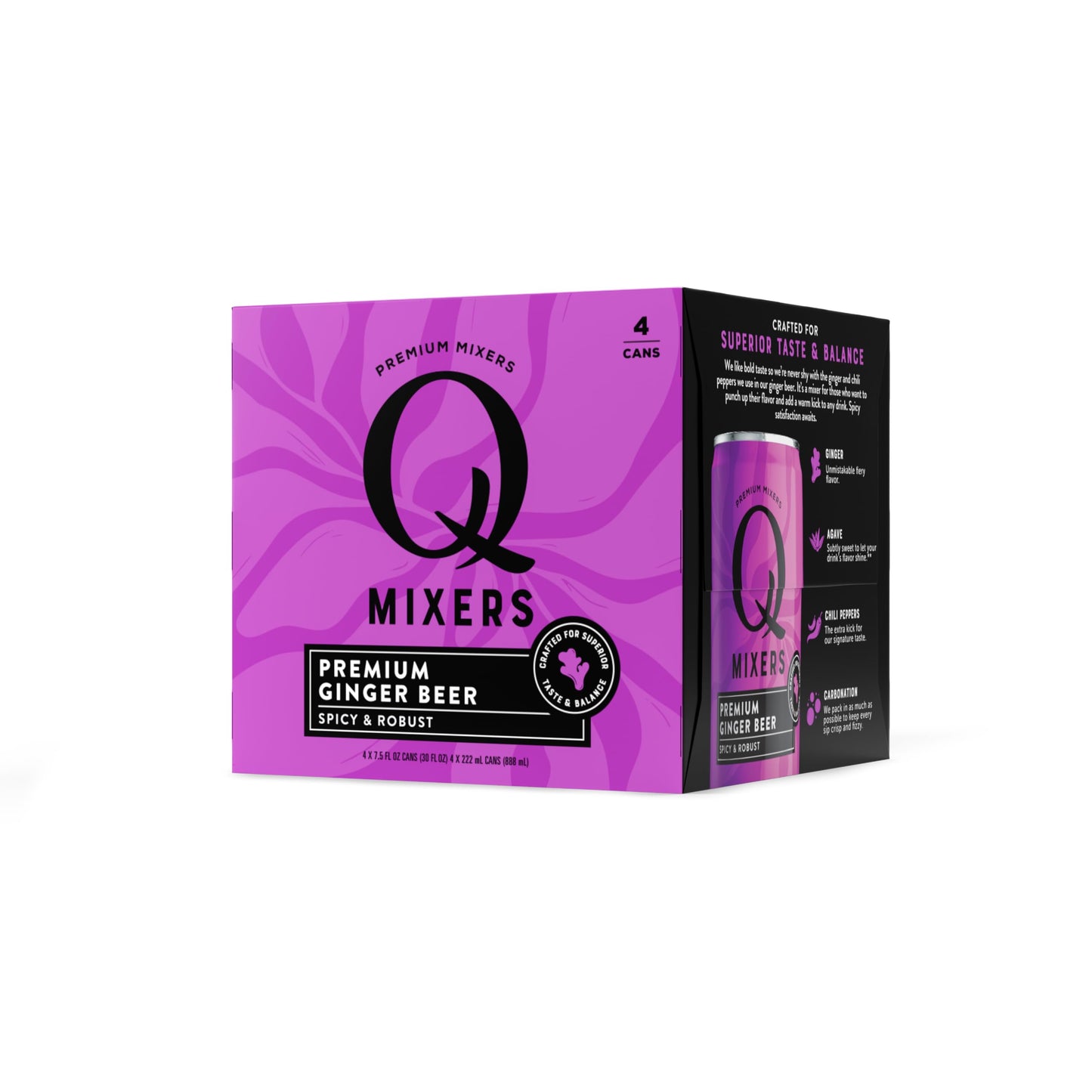 Q Mixers Soda Flavor Blendger Malt Drink  7.5 Fl Oz Cans  4 Pack