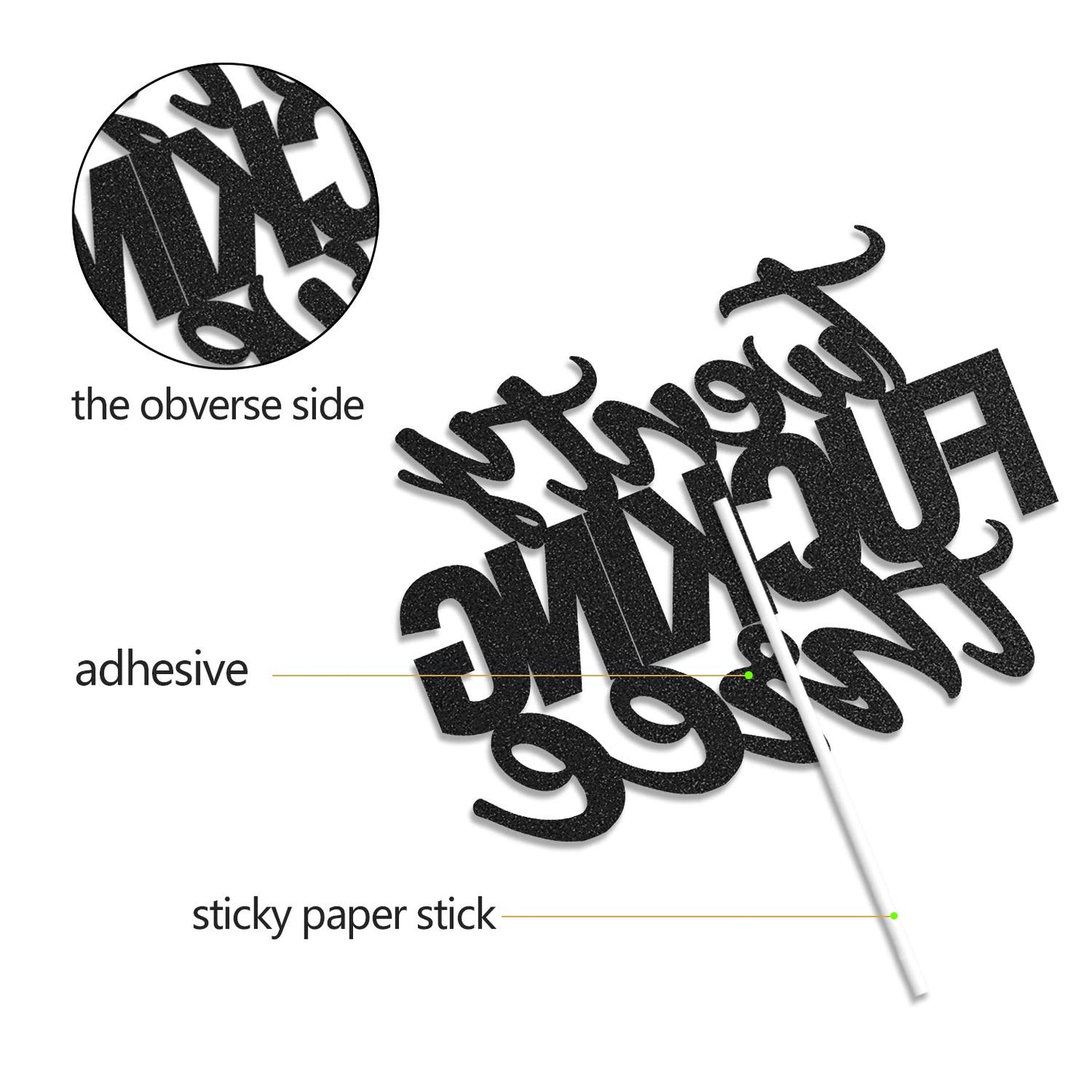 Twenty Three Black Glitter Cake Toppers 23 Years Old 23Rd Birthday Party Decorations Supplies