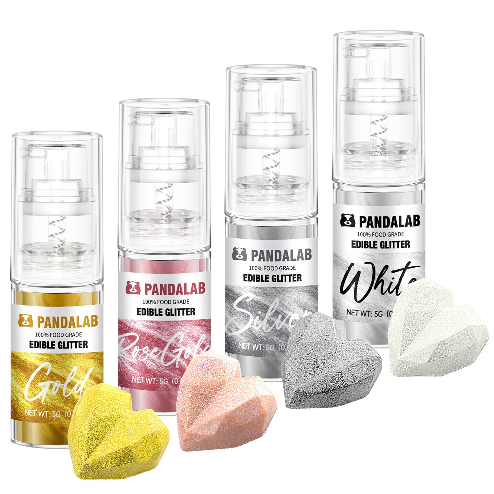 Edible Glitter Spray - Gold White Silver Luster Dust for Drinks, for Baking, Cake, Fondant, Chocolate, Candy, Icing, Dessert Dec