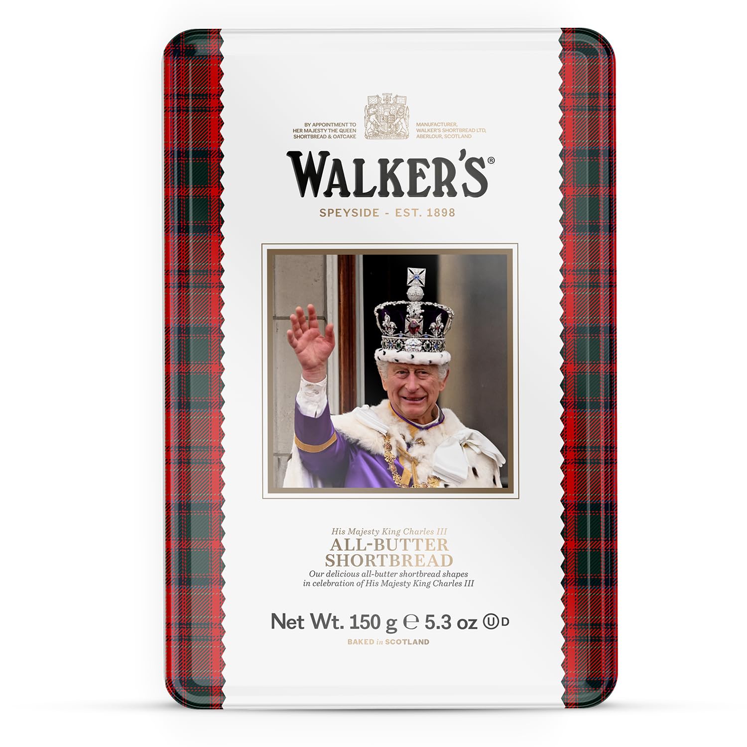Walker's Shortbread King Charles III Limited Edition Tin, All-Butter Shortbread Cookies, 5.3 Oz