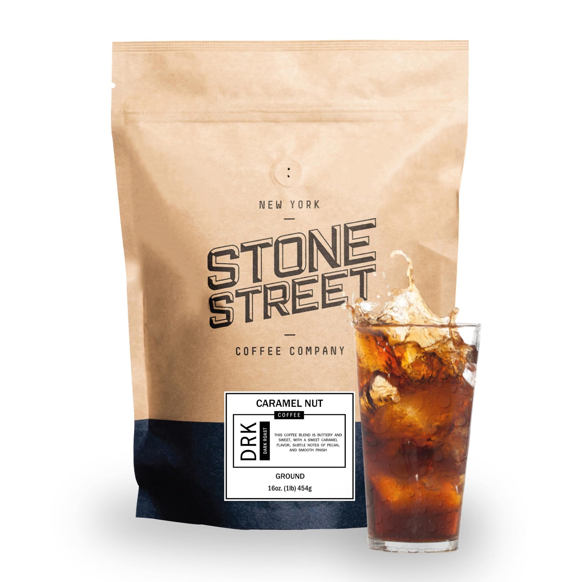 Stone Street Cold Brew Coffee, Natural Caramel Nut Flavor, Low Acid, Dark Roast, 16 Ounce