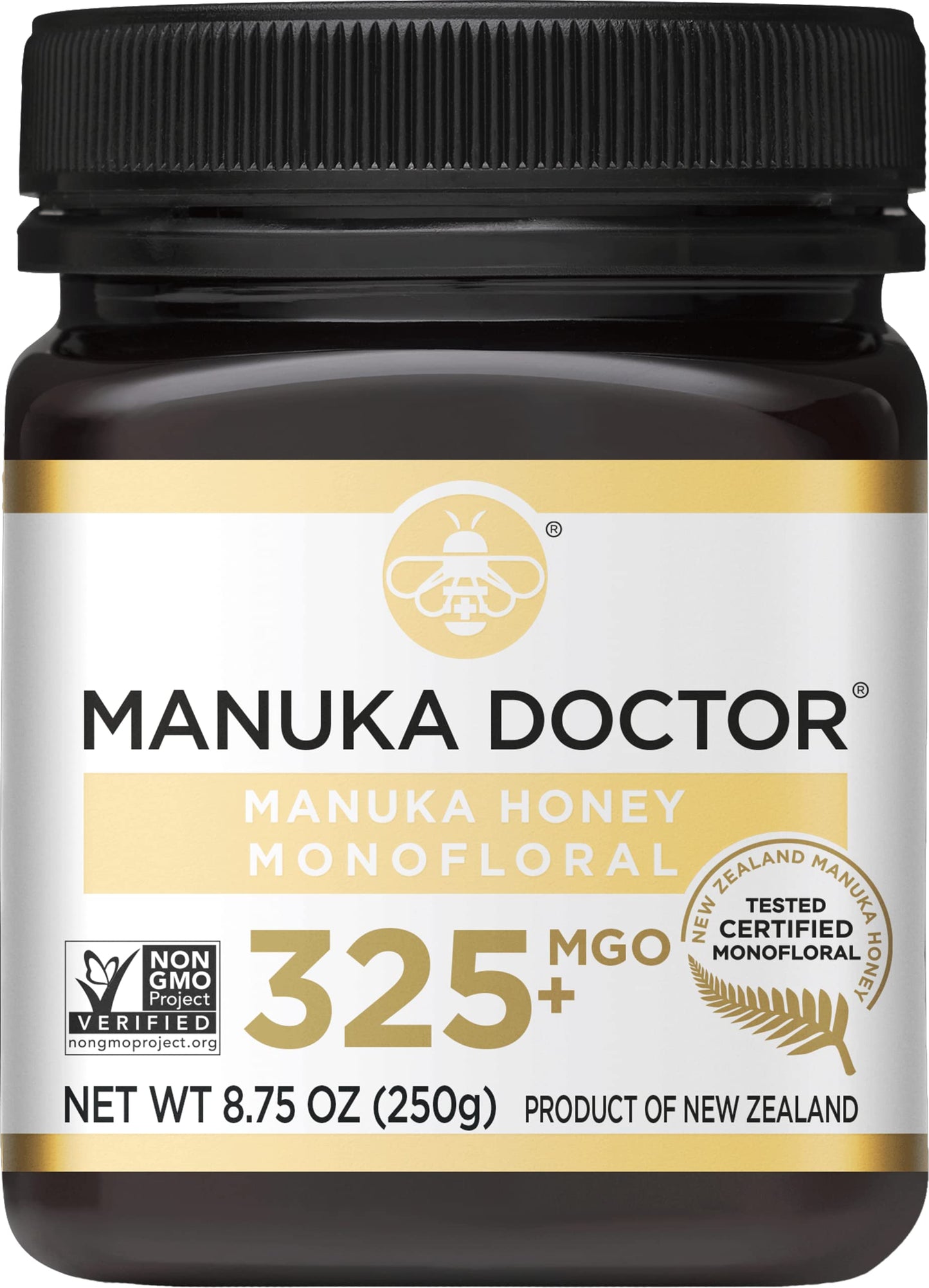 Manuka Doctor - Mgo 325+ Manuka Honey Monofloral, 100% Pure New Zealand Honey. Certified. Guaranteed. Raw. Non-Gmo (8.75 Oz)