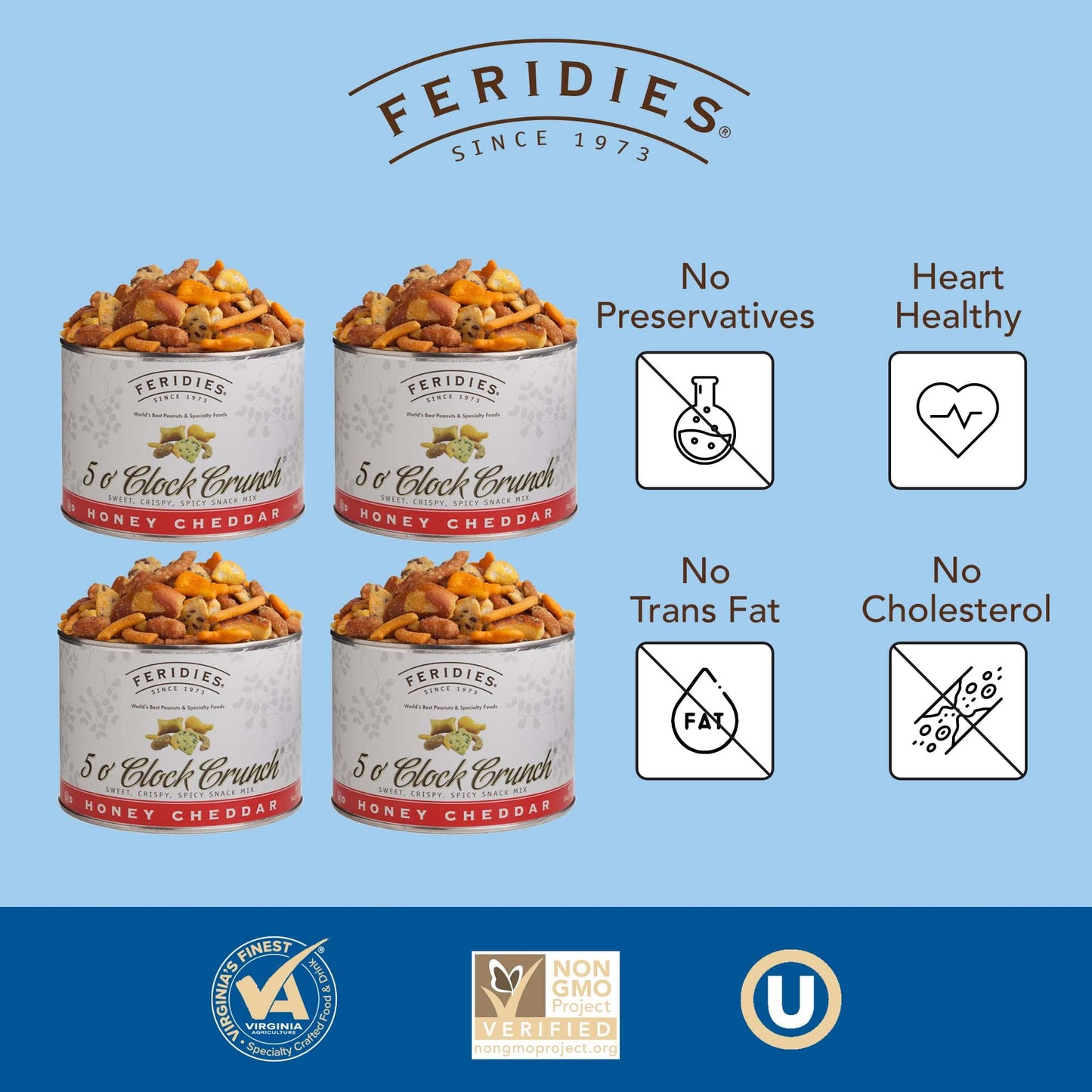 Feridies Honey Cheddar 5 O'Clock Crunch - 14Oz Can (Pack Of 4)