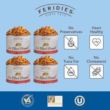 Feridies Honey Cheddar 5 O'Clock Crunch - 14Oz Can (Pack Of 4)