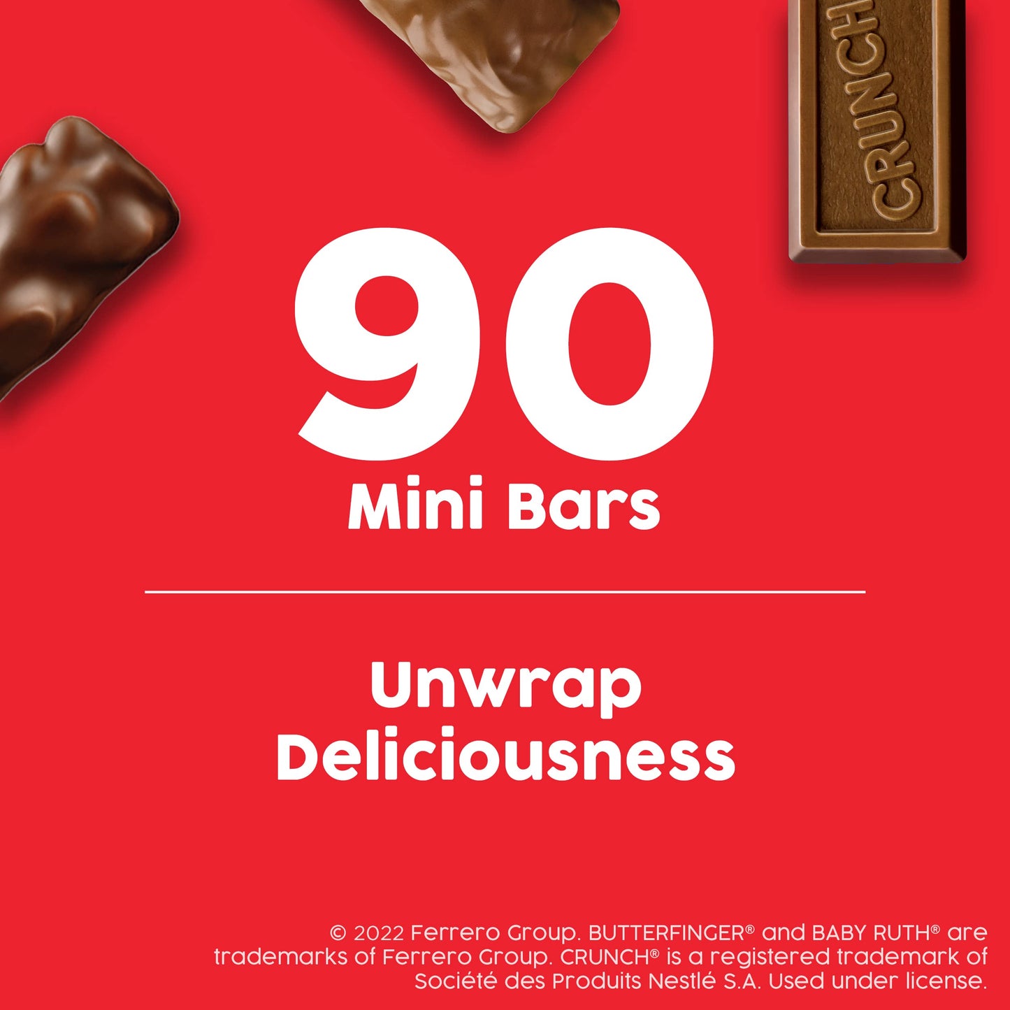 Butterfinger, CRUNCH and Baby Ruth Minis, Assorted Candy Bars, Great for Sharing, Bulk 90 Count Variety Pack, 32.4 oz