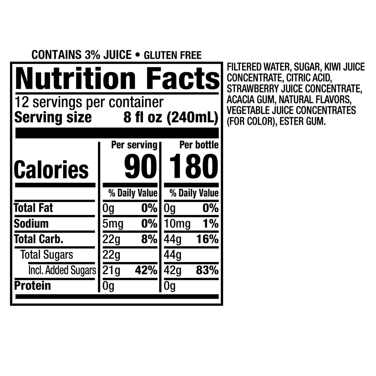Snapple Kiwi Strawberry Juice Drink, 16 fl oz recycled plastic bottle, 6 pack