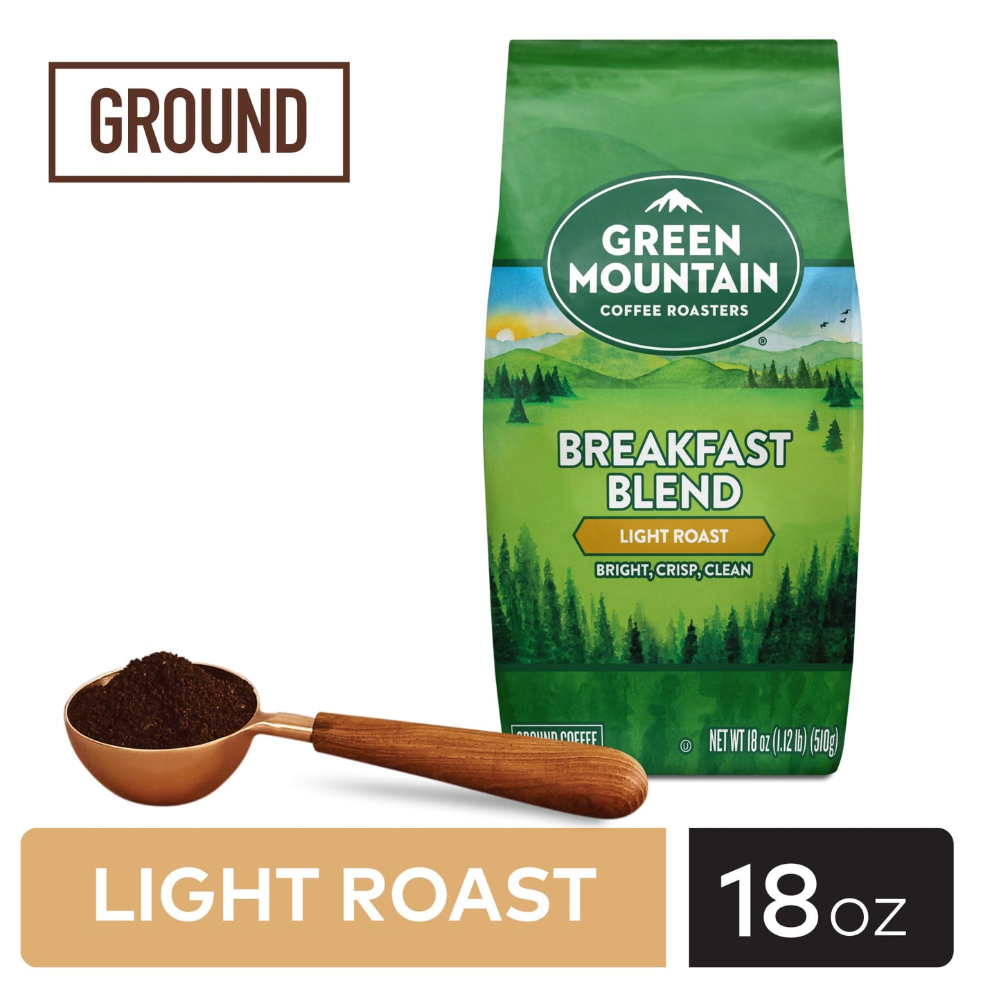Green Mountain Coffee Roasters Breakfast Blend, Ground Coffee, Bagged 18 Oz
