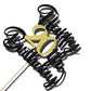 Klionjor Happy Birthday Cake Topper - Black Gold Glitter, Cardboard, 20th Birthday Decoration