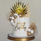 Gold Cake Toppers White Gold Cake Decorations for Women Men Birthday Boho Wedding Gold Cake Decor Birthday Cake Decoration (whit