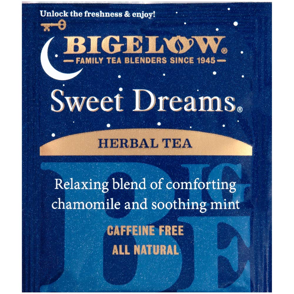 Bigelow Tea Sweet Dreams Herbal Tea 28-Count Box Caffeine-Free Chamomile & Mint Gray