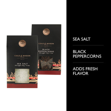 Cole & Mason Gourmet Spice Refill Box - Pairs Well With Chicken, Beef, Pork & More - Salt & Peppercorn Refill For Salt & Pepper