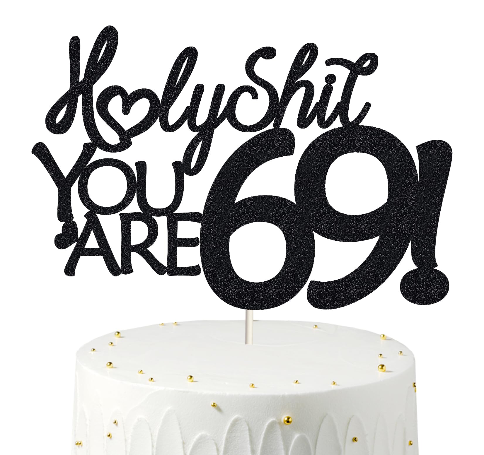 Happy 69th Birthday Cake Topper 69 Birthday Cake Toppers-Black Glitter, Funny 69th Cake Topper for Men For Women, 69th birthday 