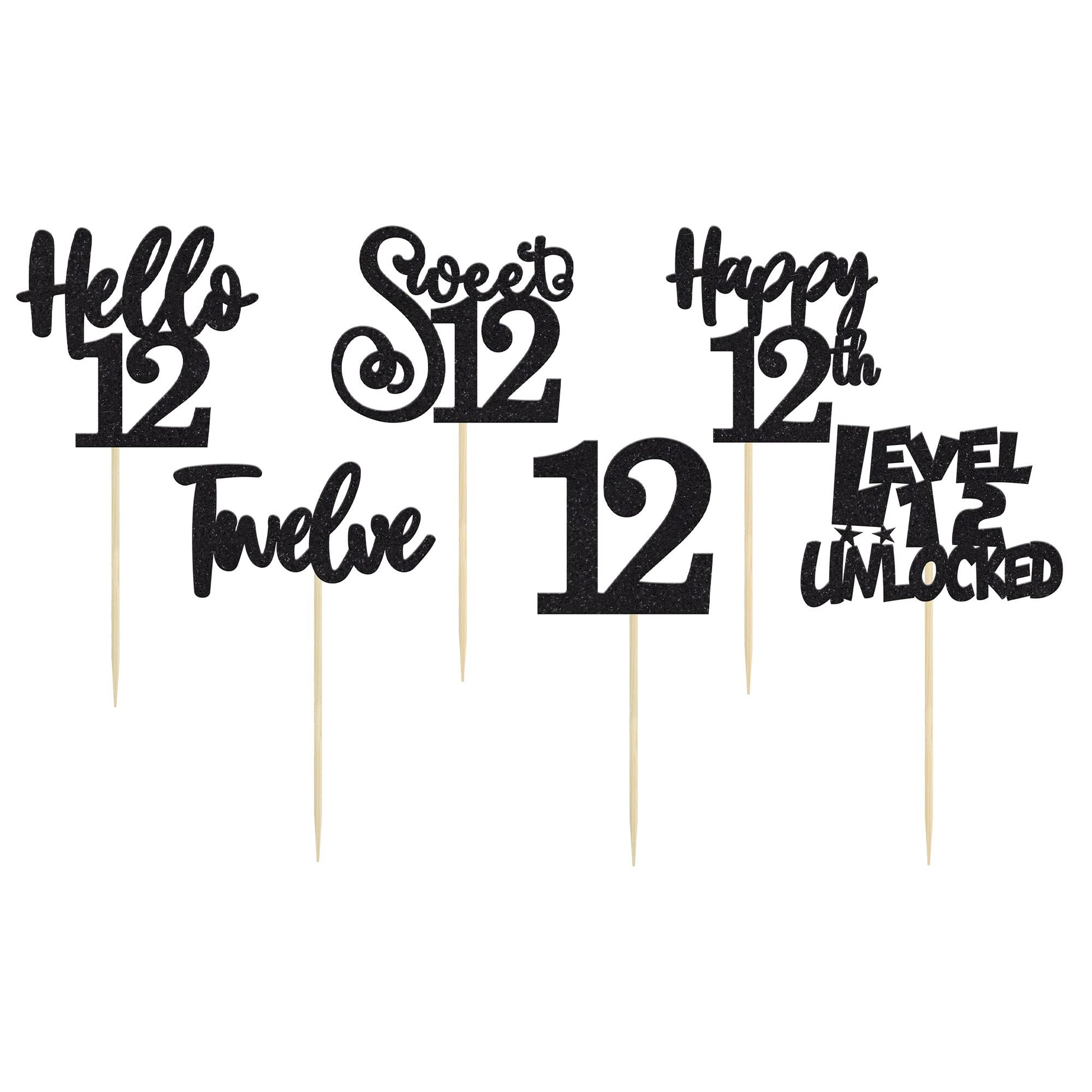 36Pcs 12Th Birthday Cupcake Toppers Hello 12 Sweet 12 Twelve Cake Decorations Level 12 Unlocked Birthday Cupcake Picks For 12Th