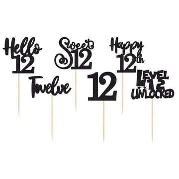 36Pcs 12Th Birthday Cupcake Toppers Hello 12 Sweet 12 Twelve Cake Decorations Level 12 Unlocked Birthday Cupcake Picks For 12Th