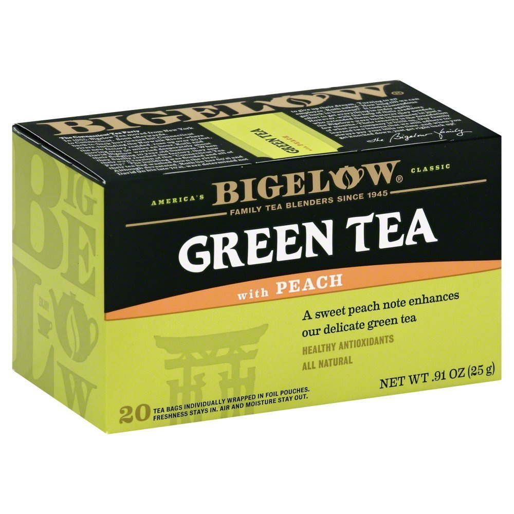Bigelow Tea Green Tea - With Peach - Case Of 6 - 20 Bag