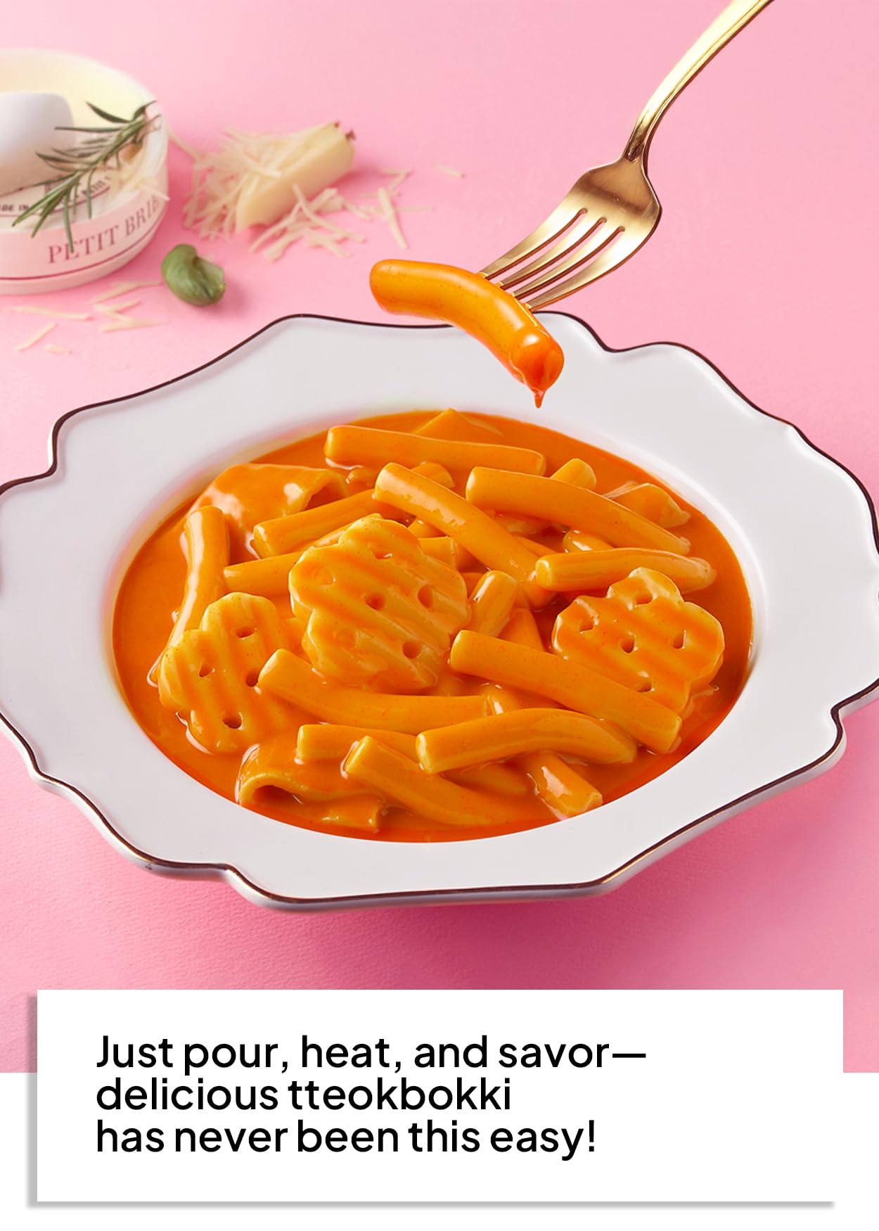 Korean Food Cooktok Cup Tteokbokki (Spicy Carbonara, 4Cups) All In One, Instant Tteokbokki, Rice Cakes And Seasoning Powders, Qu